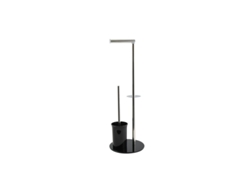 Soporte para escobilla de baño Wellhome en cristal negro y acero inoxidable.
