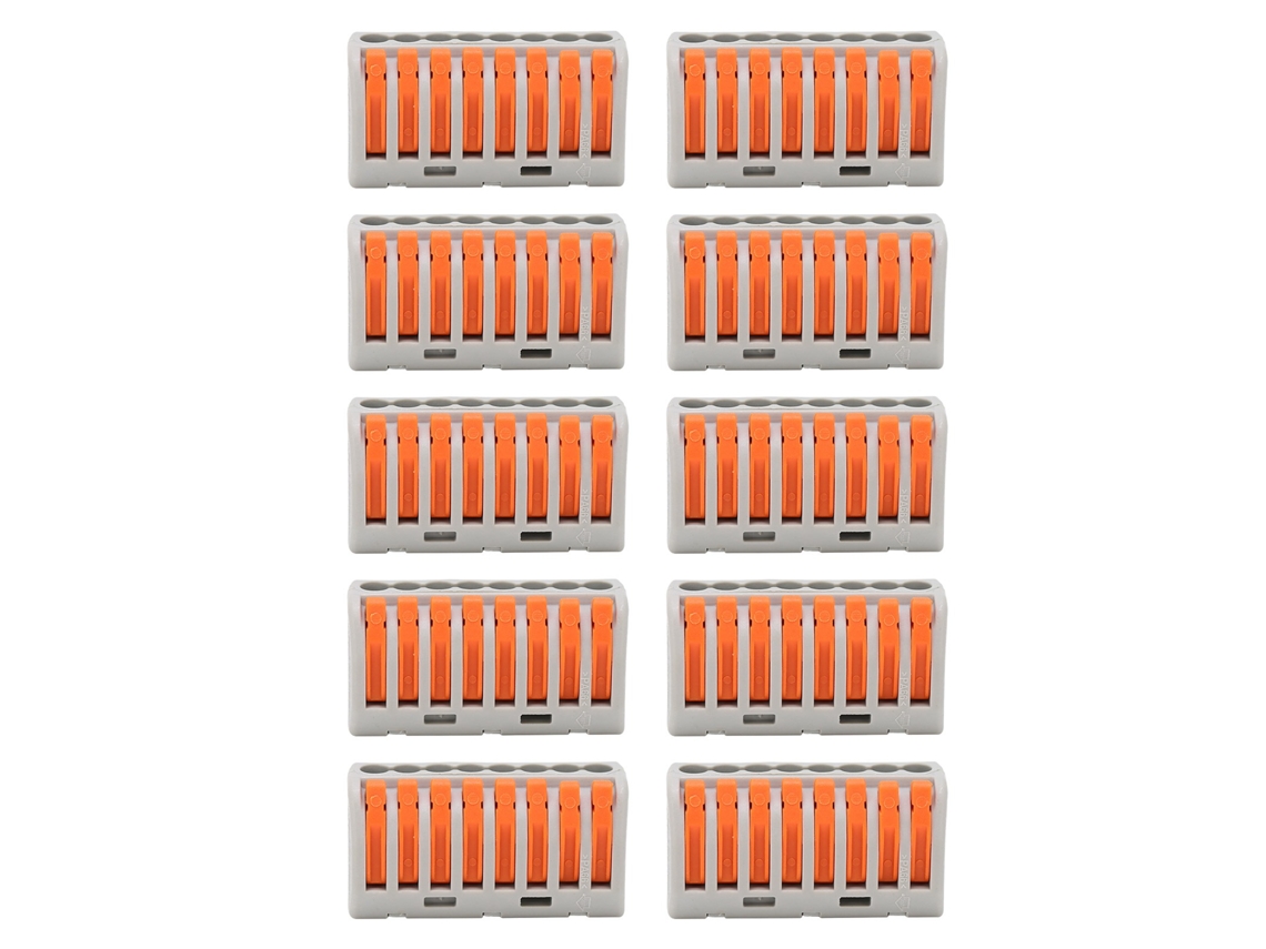 10 Unidades De Bloque De Terminales De Conexión Rápida Pct218 Para Cables Flexibles Y Rígidos.