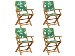 Maison Exclusive - Sillas De Jardín Reclinables 4 Uds Madera Maciza Y Tela Verde
