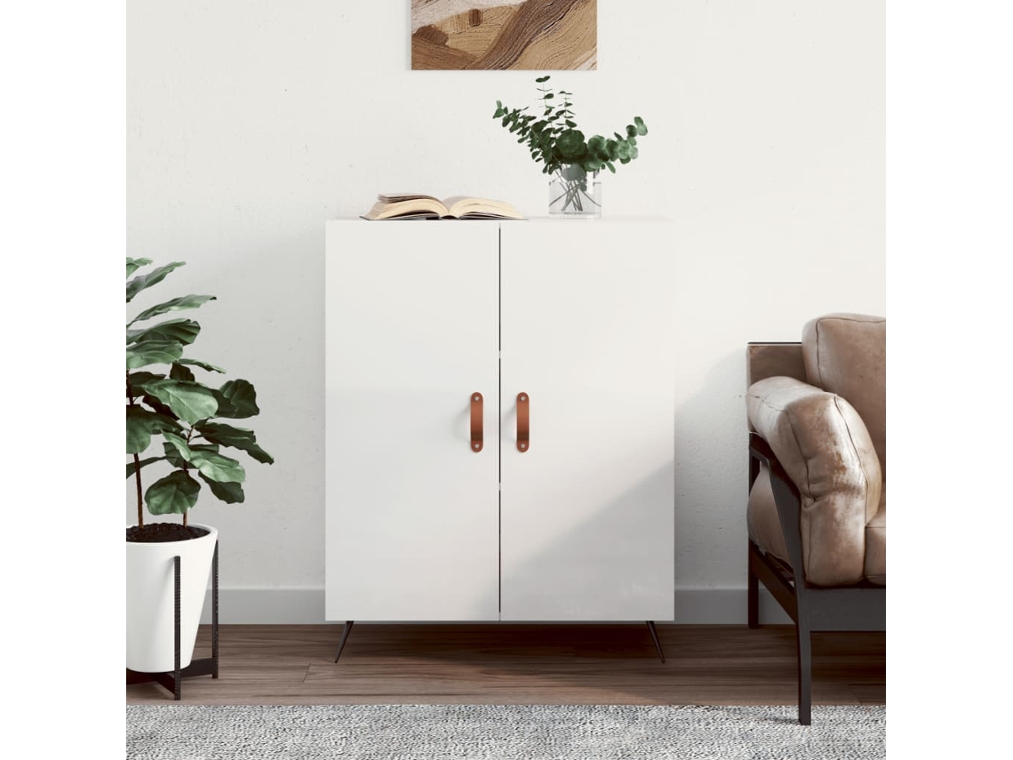 Aparador De Madera Contrachapada Blanco Brillante 69,5x34x90 Cm