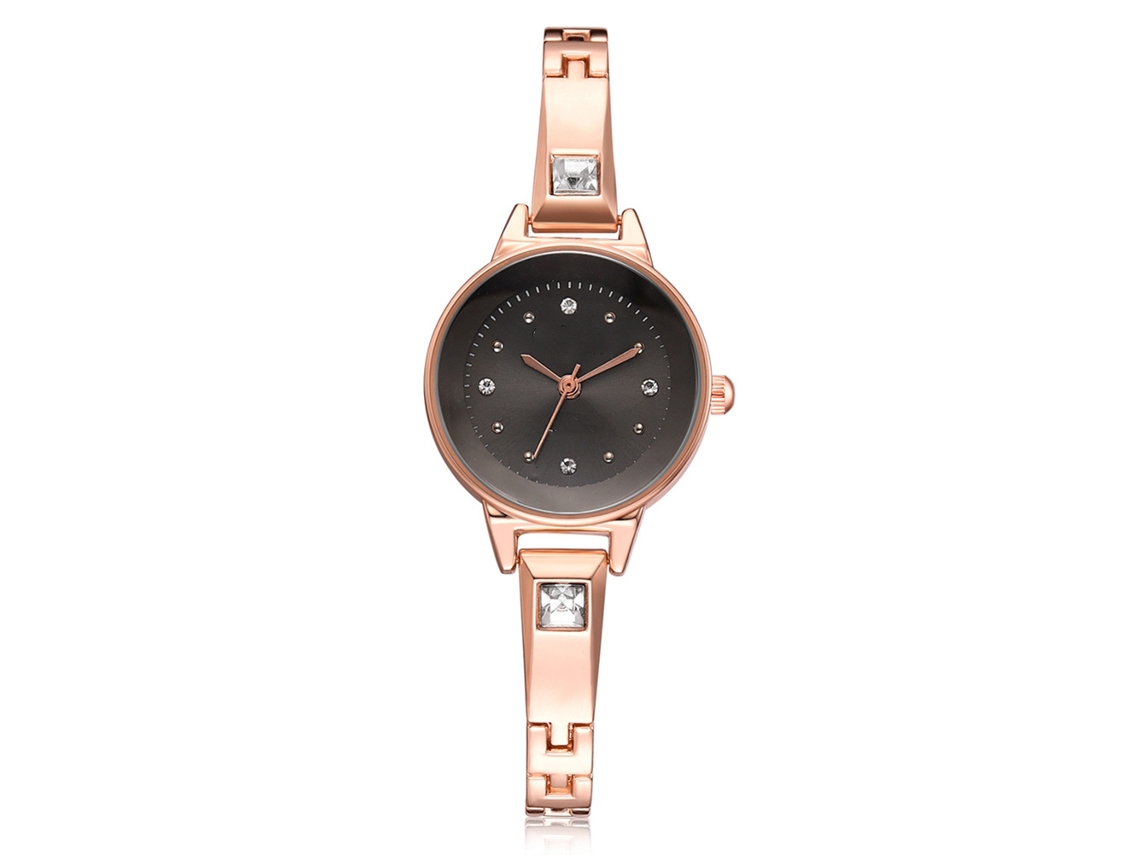 Reloj De Pulsera Lvpai Para Mujer Con Brazalete De Aleación Y Diamantes De Imitación, Oro Rosa + Negro, Cuarzo.