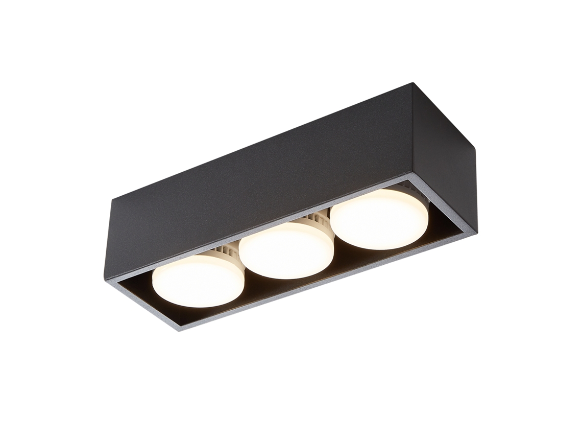 3 Focos de Techo Led de Superficie Cuadrados Negro Ajustable Blanco Cálido 3X5W Gx53 para Cocina Salón Dormitorio Pasillo NETTLIFE
