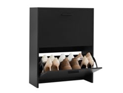 Organizador de zapatos, zapatero vertical para 12 pares de zapatos, diseño moderno de madera con 2 puertas, ahorra espacio, 60 x 24 x 80 cm, negro, Casabel