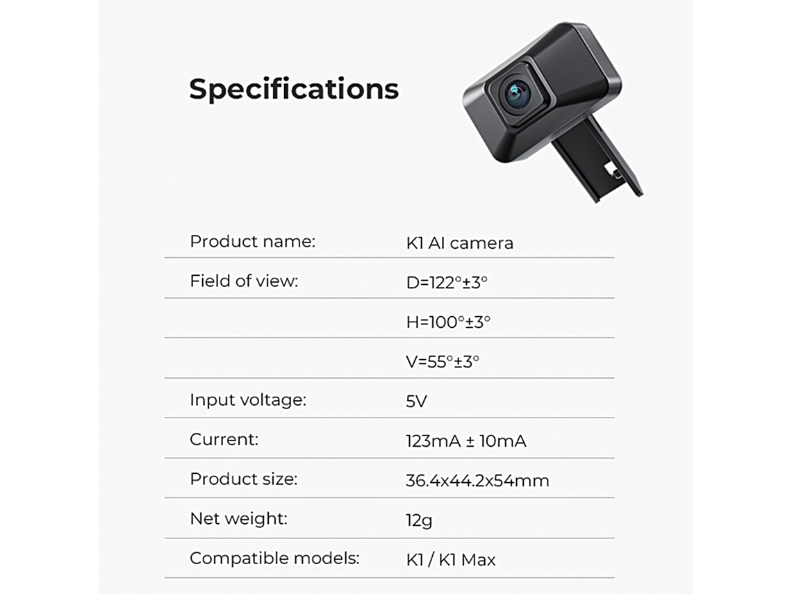 Cámara con IA de Creality para impresoras 3D K1, K1 Max y K1c