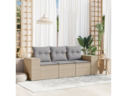 Conjunto de sofá de jardín de 3 piezas con cojines de ratán beige Lovely Home