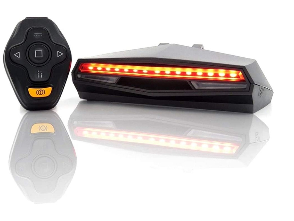 Luz Trasera Bicicleta Control Remoto Señal Dirección Inteligente Ipx8 Negra Yizhood