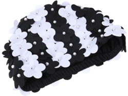 Gorro de natación impermeable para mujer con estampado floral retro.