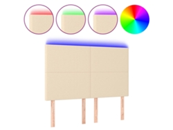 Maison Exclusive - Cabecero Con Luces Led Tela Crema 144x5x118/128 Cm