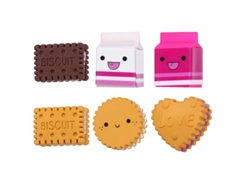 2026-borradores Divertidos Para Niños: 6 Piezas 3d Lindos Borradores De Galleta Y Leche Regalo De Clase Juguete