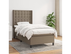 Cama Box Spring Con Colchón Tela Gris Taupe 80x200 Cm