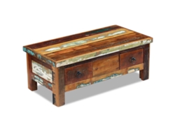 Mesa de Centro de Apoyo con Cajones 90X45X35 cm Madera Reciclada Maciza