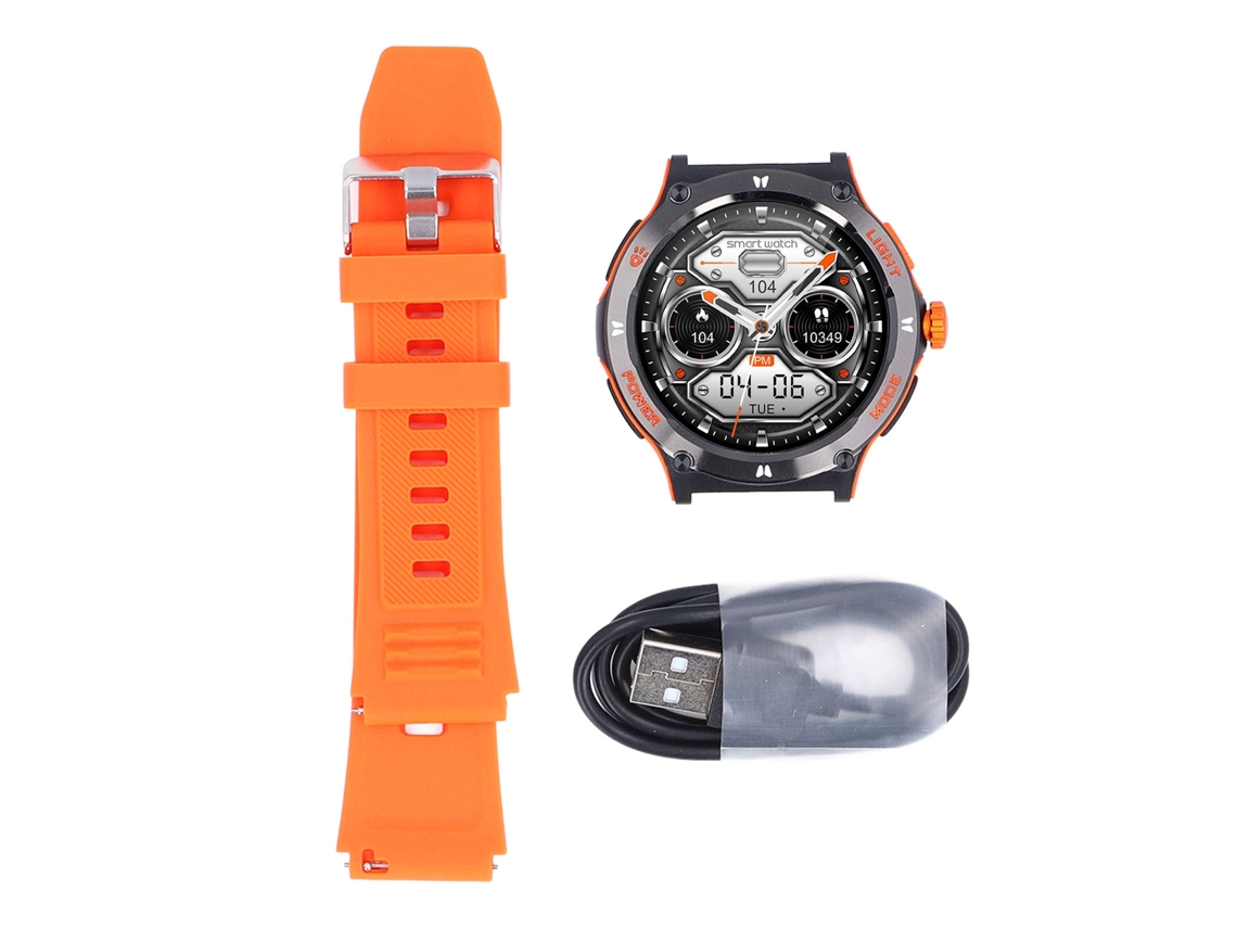 Reloj Inteligente De 1,53 Pulgadas Con Brújula, Bluetooth 5.3, Resistente Al Agua Y Monitor De Actividad Física, Color Naranja.