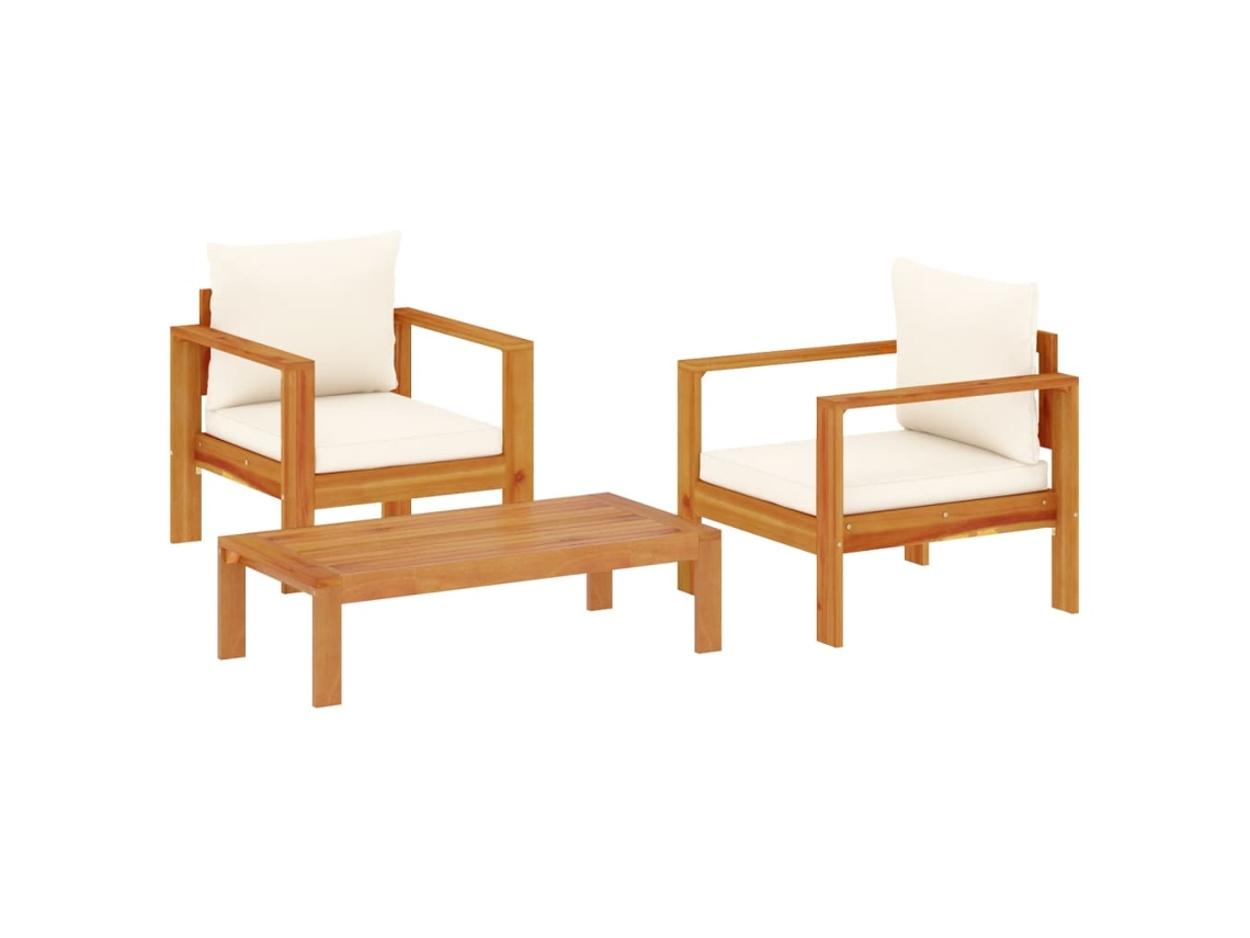 Maison Exclusive - Set De Sofás De Jardín Con Cojines 3 Pzas Madera Maciza Acacia