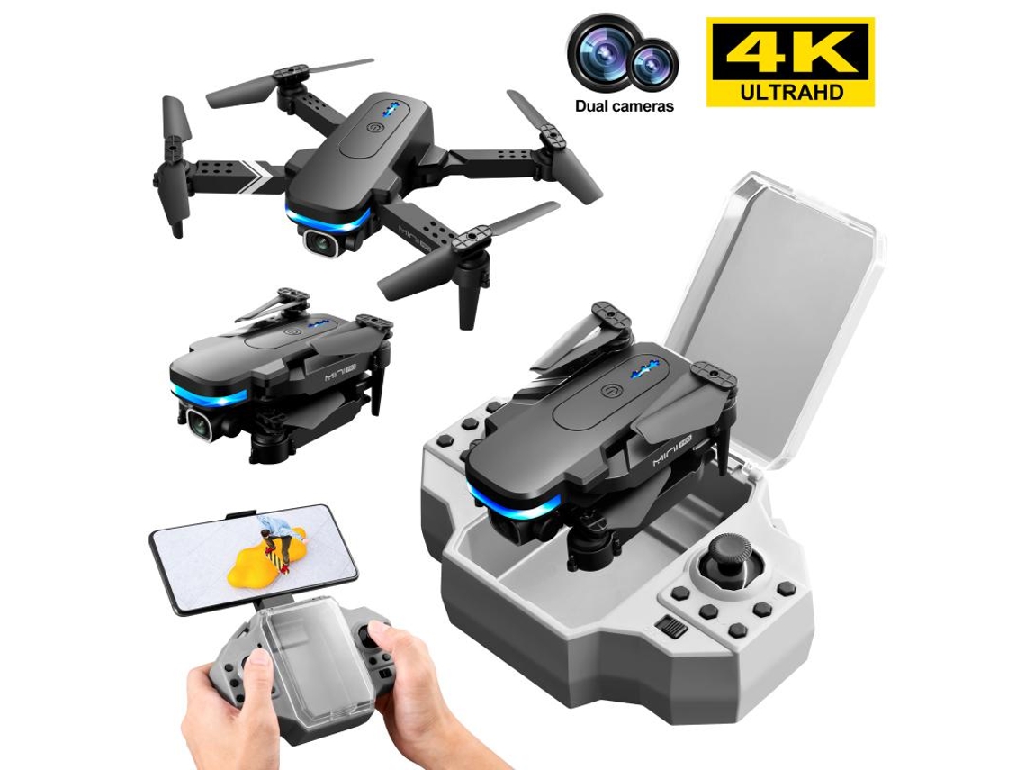 Mini Dron Plegable Ky910 Con Cámara Dual 4k (3 Baterías - Duración De La Batería 12 Min - Negro)