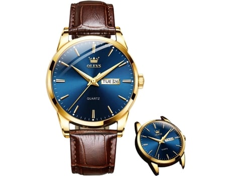VEANXIN Reloj simple para hombre Reloj de cuarzo de acero inoxidable para hombre Reloj clásico con puntero luminoso para hombre(Azul Marrón)