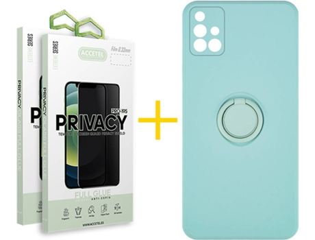 Carcasa + 2 Protectores de Pantalla para Samsung Galaxy A71 ACCETEL Verde Agua