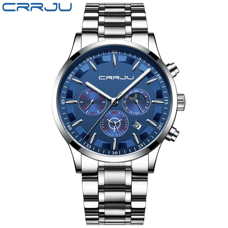 Reloj Para Hombre (azul Plateado), Elegante, Deportivo, Totalmente De Acero Inoxidable, Resistente Al Agua.