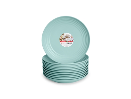 Juego de 12 Platos Llanos 16 cm Reutilizables. Ideal Fiestas. Verde PLASTIC FORTE