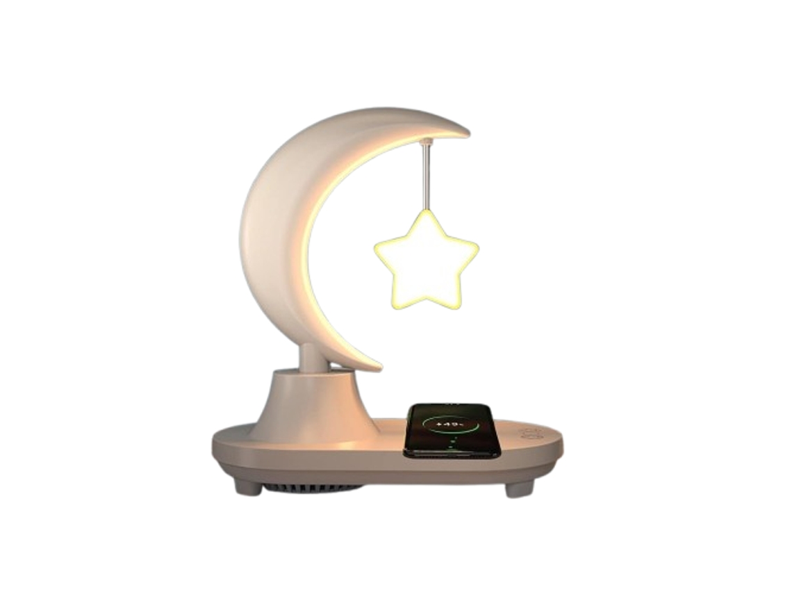 Luz nocturna LED 3 en 1 Ikikso con altavoz Bluetooth y carga inalámbrica (blanca)