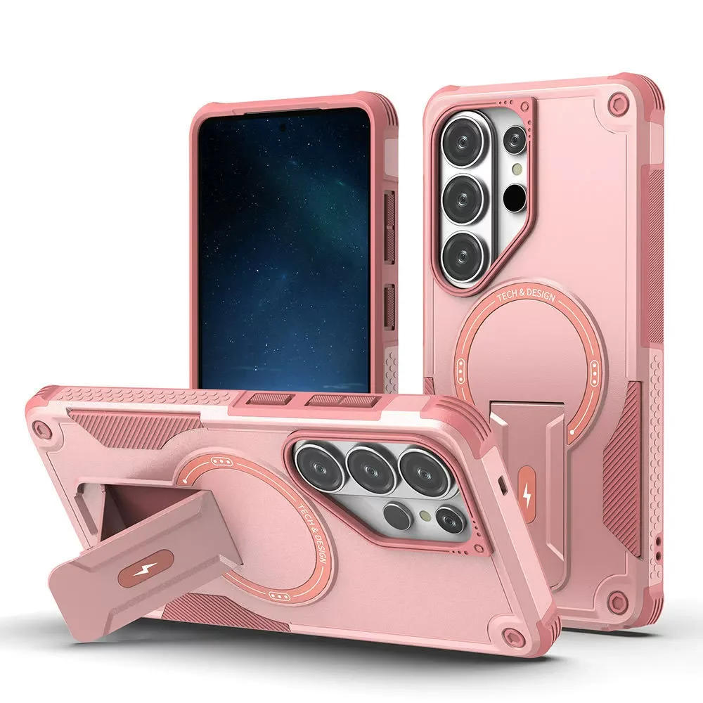 (galaxy S26 Plus Rosa) Funda Protectora Magnética Para Samsung Con Soporte De Carga Inalámbrica Y Resistencia A Los Golpes.