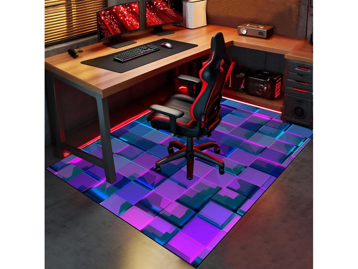 Tapete Cadeira Escritório Protetor Piso Antiderrapante 80 X 100 Cm Madeira Gamer, Escritório, Mesa Pisos