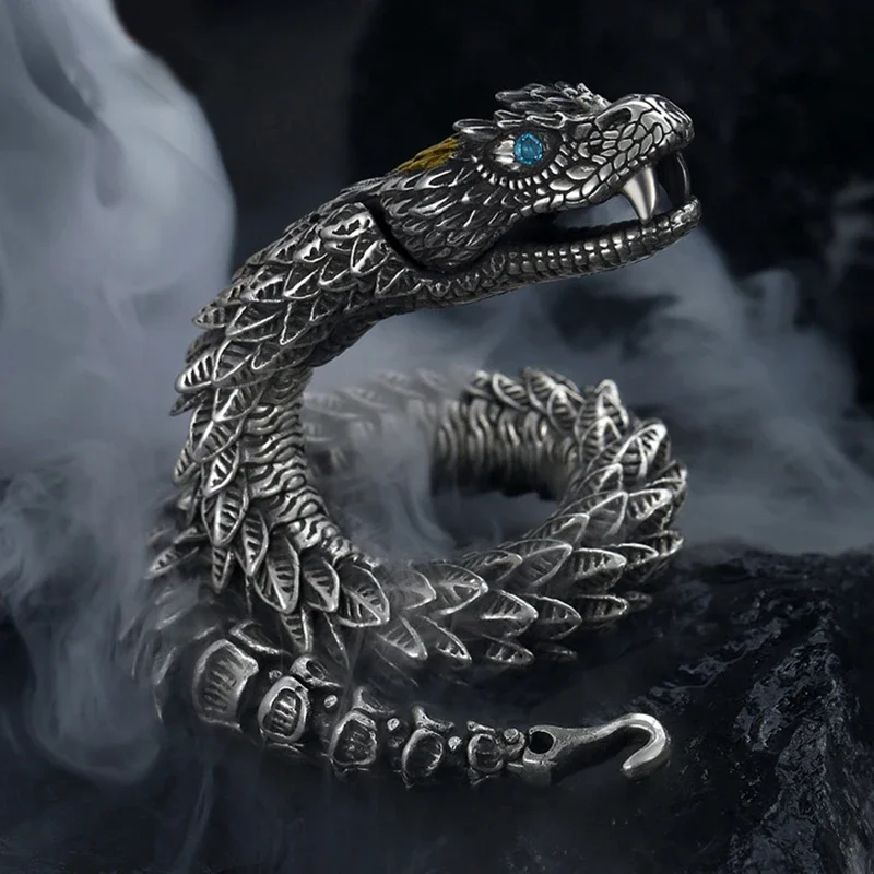 (serpiente De Cascabel 23cm) Pulsera Tradicional Tibetana Budista Con Forma De Dragón Y Un Poderoso Diseño De Escamas De Dragón.