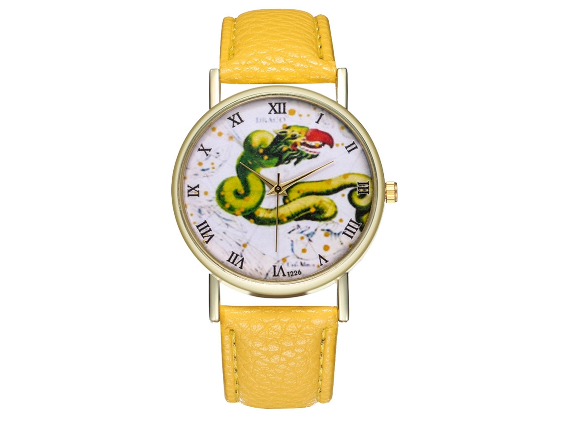 Reloj De Pulsera Analógico De Cuarzo Con Pantalla Redonda, De Moda (amarillo)