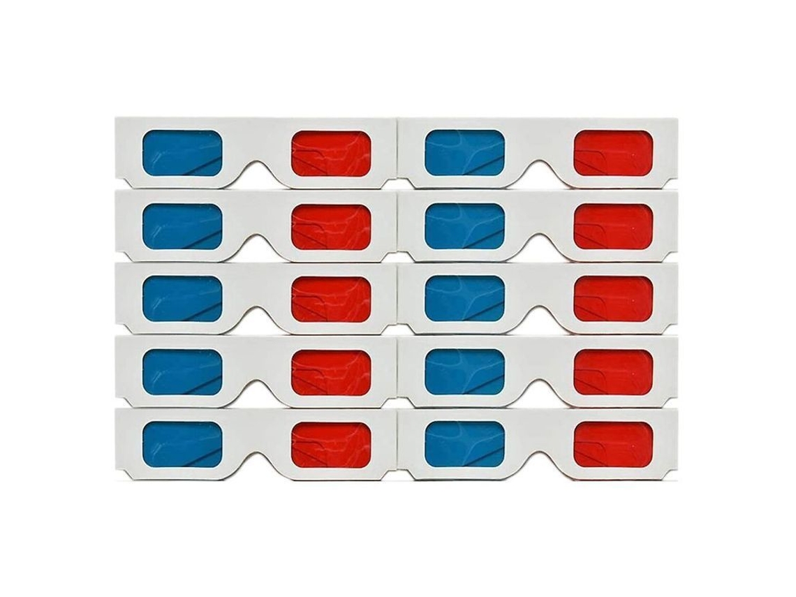 Gafas 3d, 10 Pares De Lentes Estéreo De Papel Rojo Y Azul Xjs