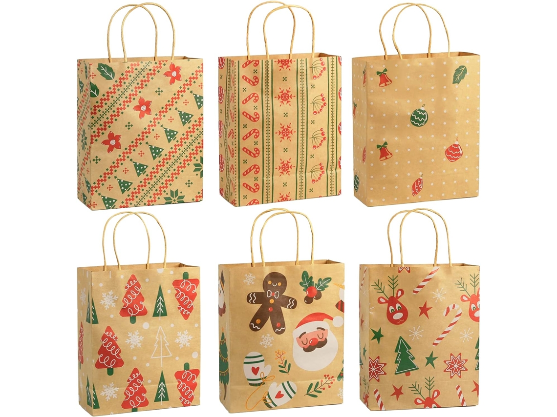 48 bolsas de regalo Kraft para Navidad – Bolsas de papel para envolver regalos de Navidad, dulces y recuerdos