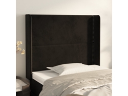 Cabecero Con Orejas De Terciopelo Negro 103x16x118/128 Cm