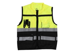Chaleco reflectante de seguridad ajustable de alta visibilidad, talla XL, amarillo y negro.
