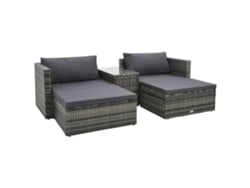 Conjunto de jardín de 5 piezas DKD Home Decor con cojines de mimbre gris