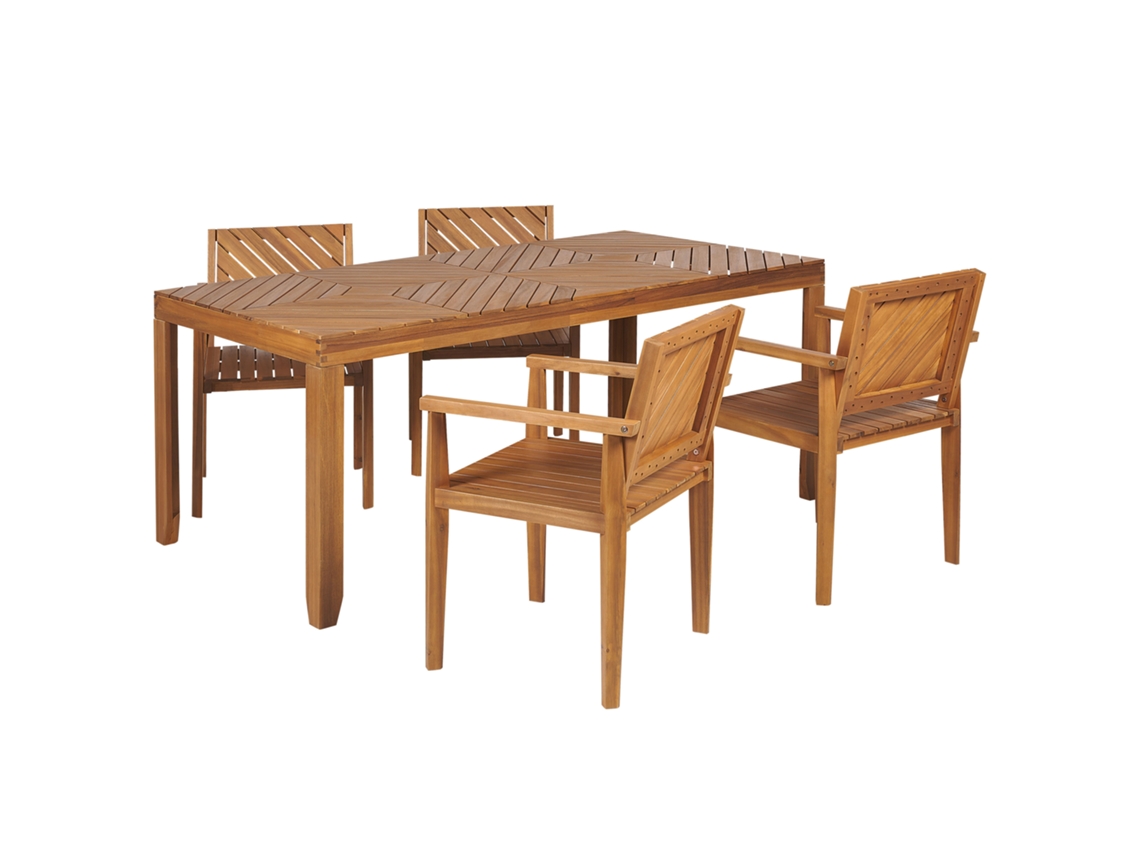 Juego De Comedor 4 Plazas En Madera De Acacia Clara Baratti BELIANI