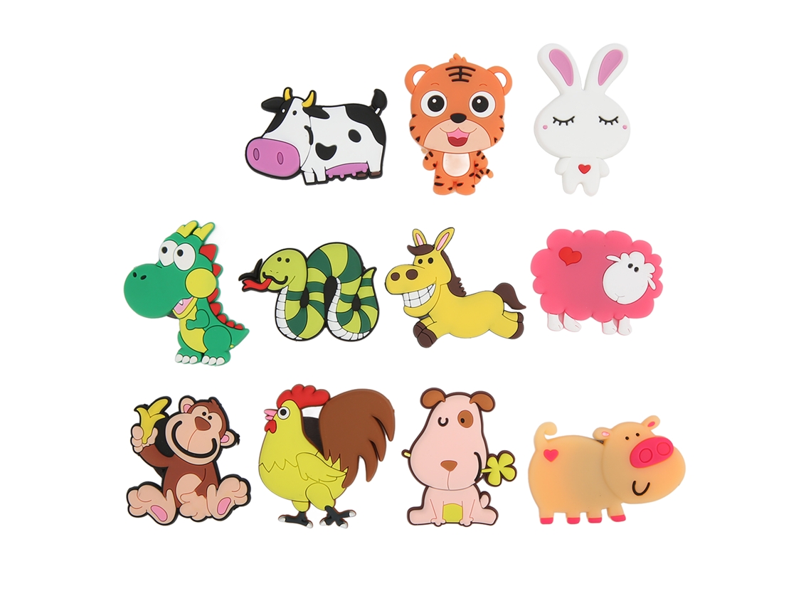 11pcs Imán De Nevera Animal Magnético Fuerte Efecto 3d Simulación 12 Zodiacos Chinos Para Niños
