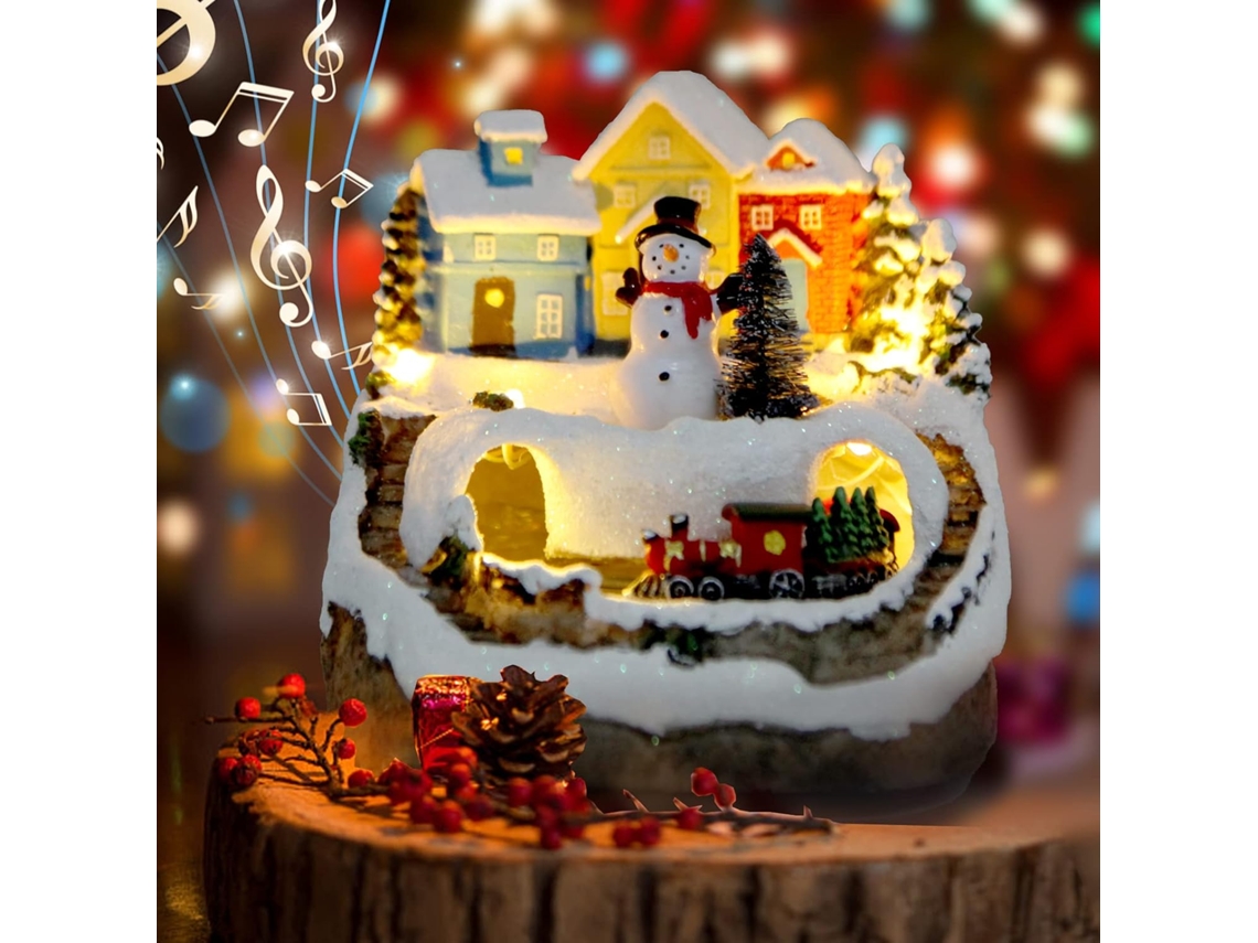 Adorno de bola de nieve de resina con temática navideña, que incluye 8 pistas musicales navideñas. Siurn