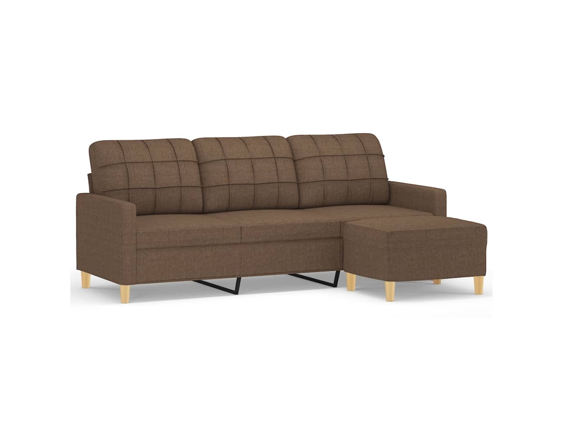 Maison Exclusive - Sofá De 3 Plazas Con Taburete De Tela Marrón 180 Cm