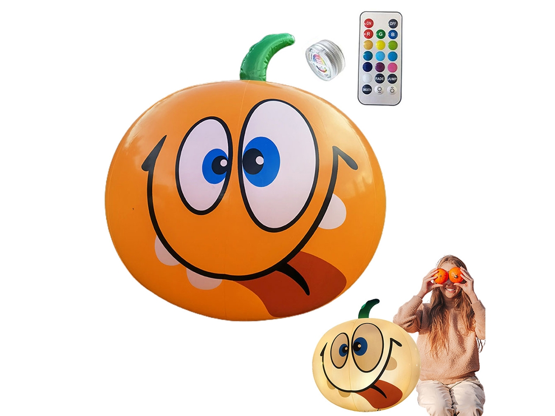 Calabaza de Halloween Hinchable 2026 con luces LED incorporadas, decoración de 16 pulgadas para jardín, patio y fiesta de Halloween.