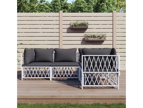Conjunto 4 de muebles de jardín VIDAXL y cojines acero blanco