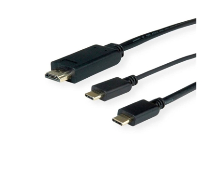 Cable ROLINE (USB-C y HDMI - 1m - Negro)