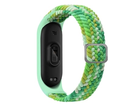 Correa de nailon lazo elástico ajustable elásticos trenzados para Xiaomi Mi Band 5/Band 6/Band 7 - colorido verde