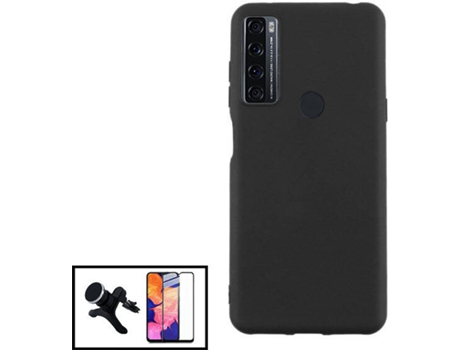 Carcasa + Protector + Soporte TCL 20 SE PHONECARE Silicona Líquida Negro 74660