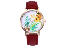 Reloj De Pulsera Zhoulianfa Para Mujer Con Correa De Pu Y Estampado De Piña (rojo)