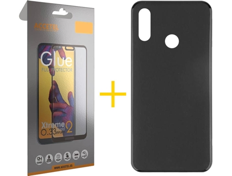 Kit Funda + Protector de Pantalla Huawei Y6 2019 ACCETEL Liso Negro