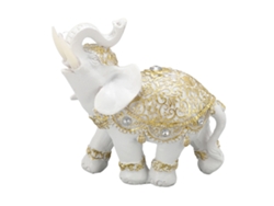 Estatua decorativa de elefante de resina blanca para el hogar.