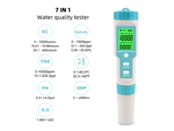 Medidor De Calidad Del Agua 7 En 1: Ph, Tds, Ec, Orp, Salinidad, Temperatura, Para Piscinas, Agua Potable, Acuarios, Con Pantalla Lcd Y Clasificación Ip67.