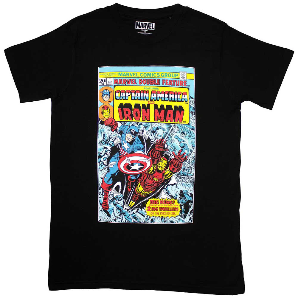 Rockinstone Unisex Marvel Comics Captain America & Iron Man Comic Cover Camiseta Classic-m