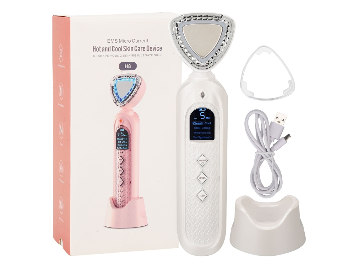 Masajeador Facial Hot Cold 3 Velocidades Ems Lifting Reducción Arrugas Luz Roja Azul Dispositivo Belleza