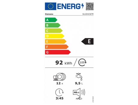 Lavavajillas Integrable SIEMENS SL63HX36TE (12 Cubiertos - 59.8 cm - Panel Negro)