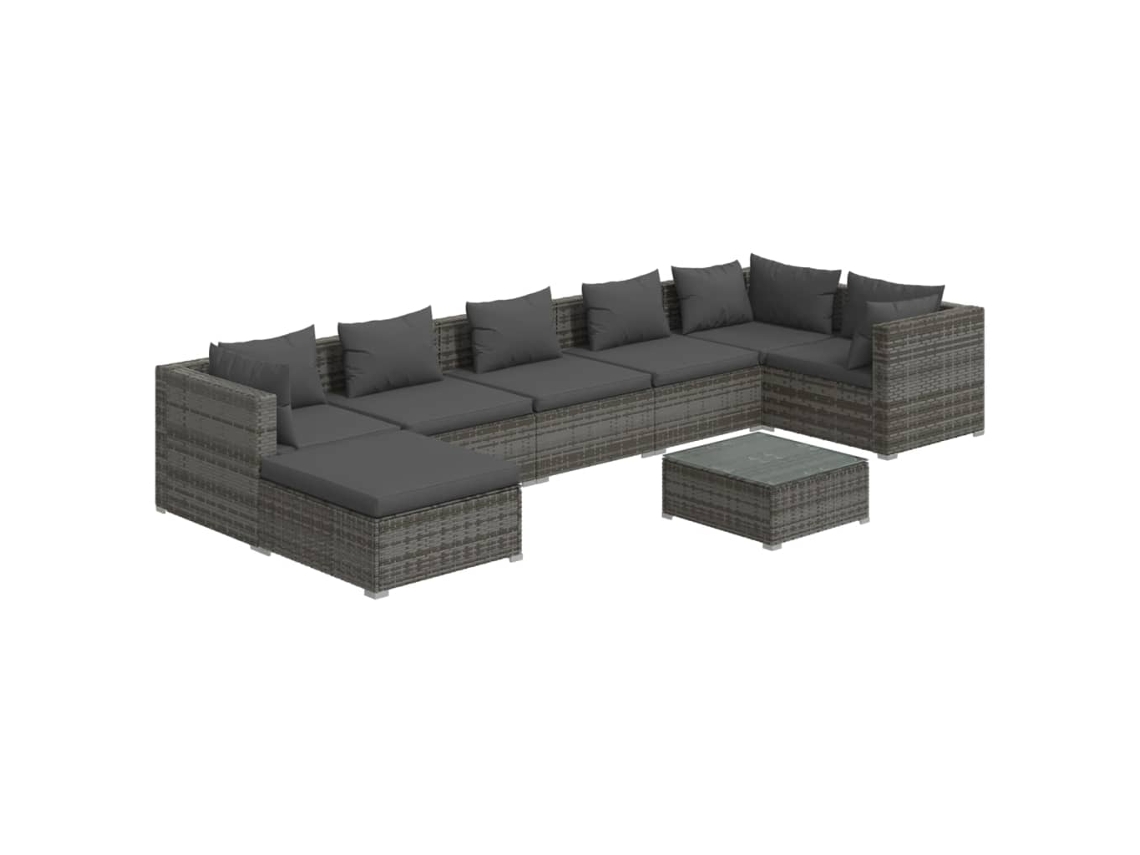 Maison Exclusive - Set De Muebles De Jardín 8 Pzas Y Cojines Ratán Sintético Gris