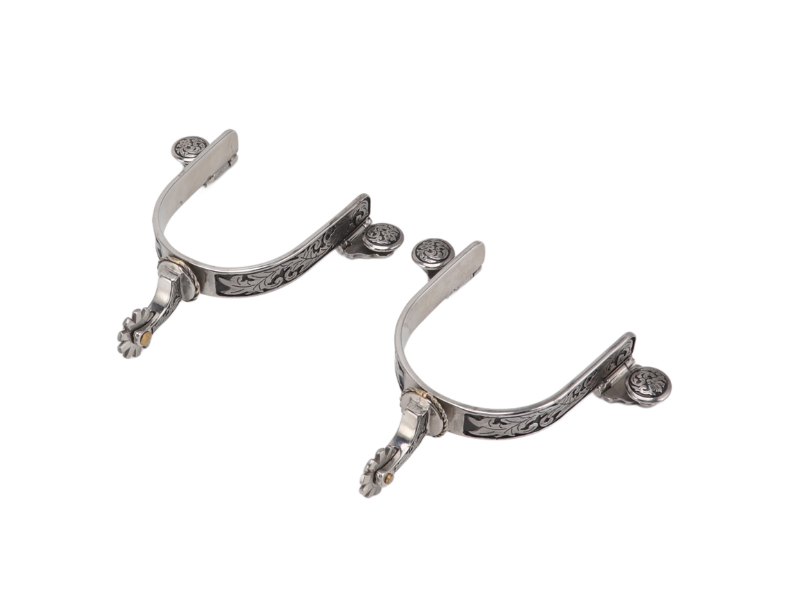 Espuelas vintage de acero inoxidable para botas de vaquero occidental al aire libre